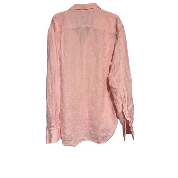 Kent Curwen Men's Button Down Linen Shirt Beachy Pink Size L - Picture 4 of 4